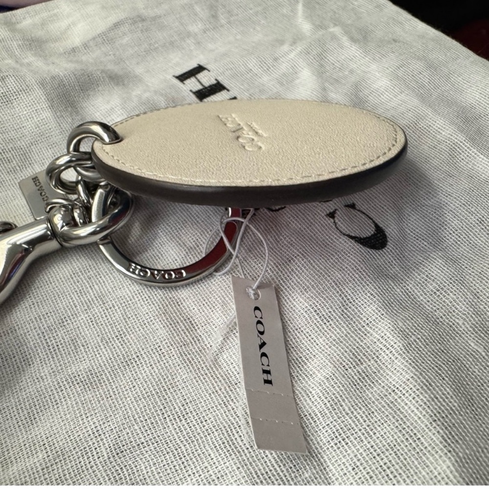 Coach Leather Beach Ball bag charm keychain silver red blue white & dusty - NWT - Picture 9 of 10